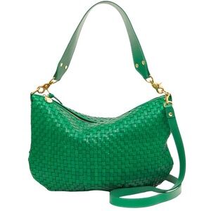 Clare V Grass Green Woven Moyen Bag